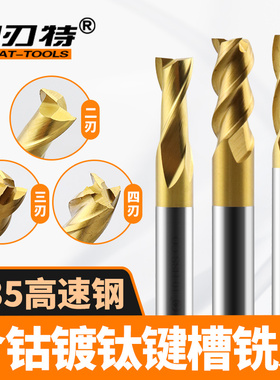 M35含钴镀钛立铣刀涂层超硬全磨制键槽铣刀2F3T4刃非标刃径2-25mm