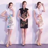 春夏修身 时尚 显瘦旗袍短款 中式 改良女士旗袍 提花棉旗袍 2022新款