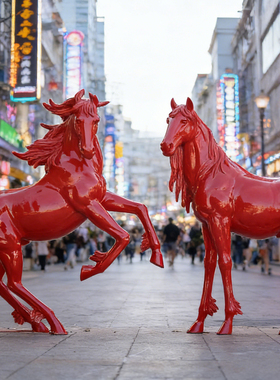 红色骏马户外新年春节装饰品雕塑