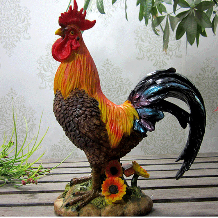 仿真公鸡工艺品招财生肖风水摆件