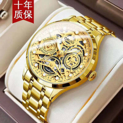 2022新款正品全自动机械手表男进口精钢夜光日历防水运动新机械表