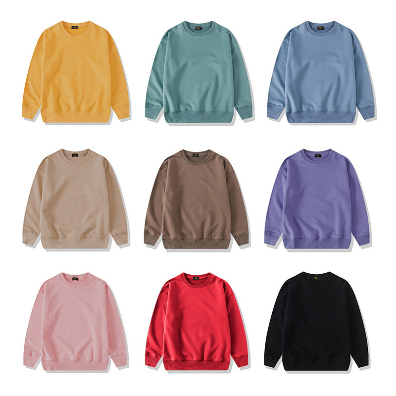 毛圈纯棉彩色日单男女中大童打底长袖套头衫儿童卫衣外贸原单出口
