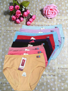 弹力棉裤 6条装 中老年大码 紫红天5070女纯棉中腰三角内裤 正品