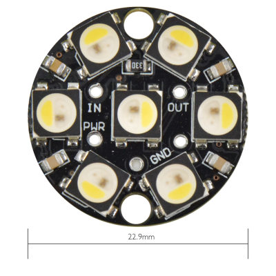 SK6812 RGBW RGBWW RGB白光 暖白 7灯 单点单控圆环开发板 DC5V