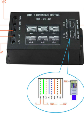 H807DMX DMX512 解码器 幻彩灯带 点光源控制器