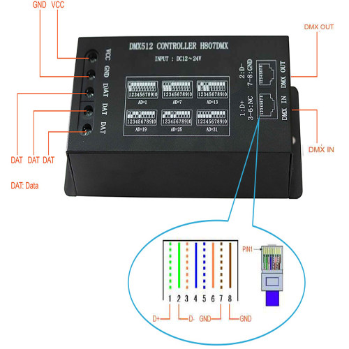 H807DMX DMX512 解码器 幻彩灯带 点光源控制器