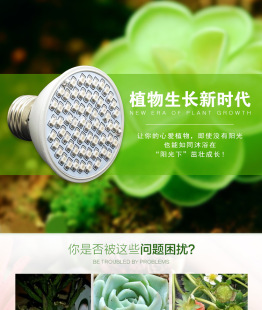 E27 3528SMD植物生长灯 60LED40红+20蓝植物灯 4W育苗蔬菜补光灯