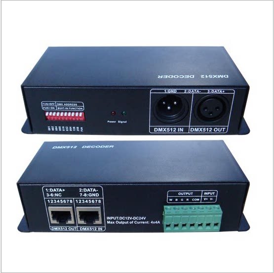 LEDDMX512解码器4通道 DMX512控制器RGBW控制解码器