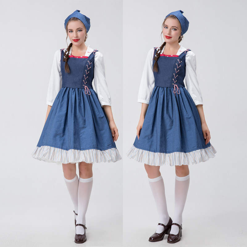 欧美庄园女仆装万圣节衣服cosplay女佣服装长裙啤酒服舞台演出服