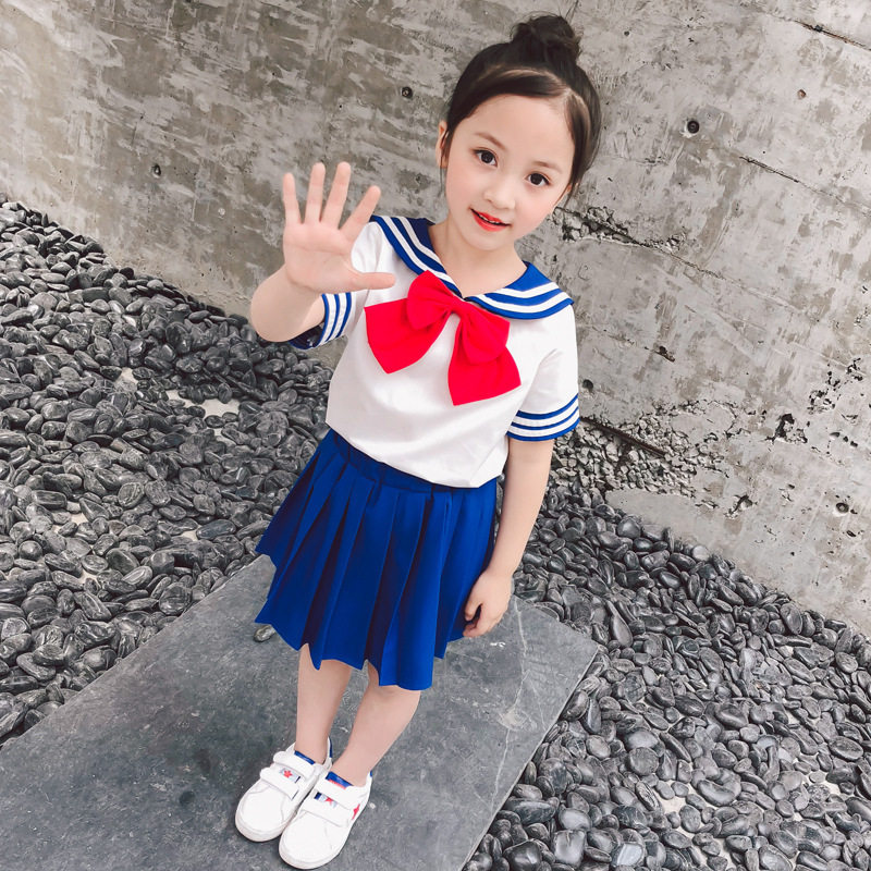2019夏季女童宝宝美少女蝴蝶结上衣配百褶裙美少女战士COS女童