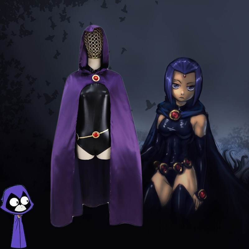 dc漫画欧美动漫cos乌鸦英雄少年泰坦渡鸦cosplay服装成人紫色套装