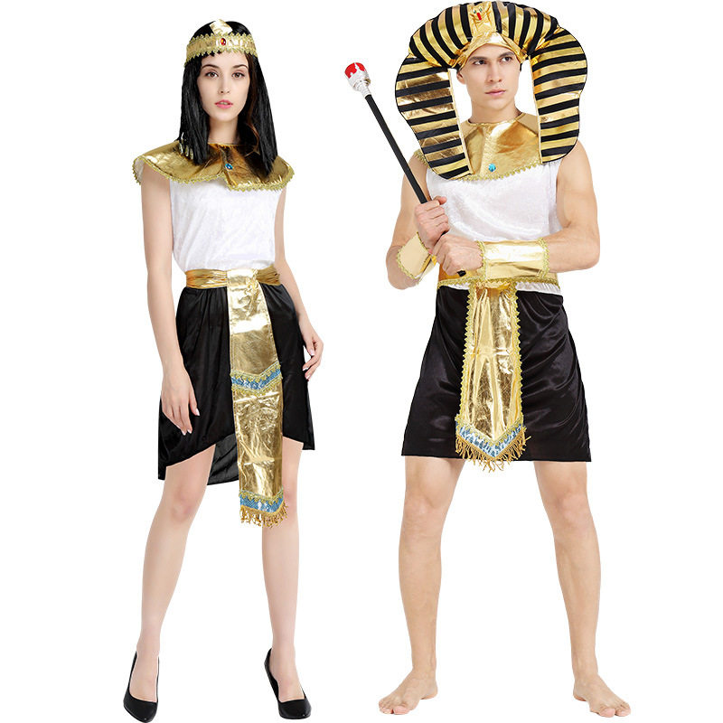 万圣节成人男女情侣服装化装舞会希腊埃及法老国王艳后祭司连衣裙