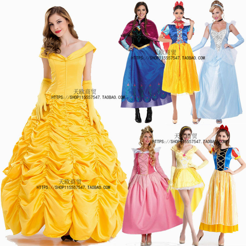 白雪公主长裙成人舞台演出服万圣节万圣节迪士尼灰姑娘装扮晚礼服