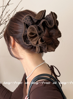 豹纹缎面大肠发圈~四层超大号高级感丸子头发绳马尾扎头发头绳女