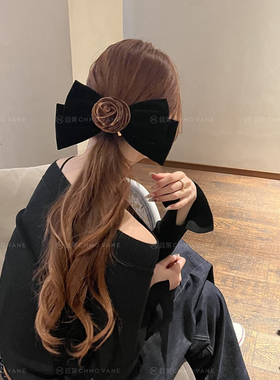 大版密绒~丝绒蝴蝶结发夹顶夹新款高级感立体花朵蝴蝶结头饰大号