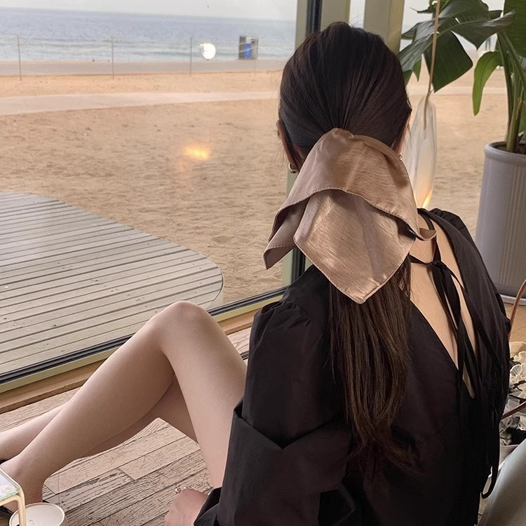 蓝调时刻~慵懒优雅方巾高级感缎面大肠发圈女扎头发发饰头绳韩国