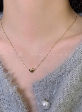 小爱心吊坠钛钢项链2025新款高级感小众设计简约气质锁骨链女配饰