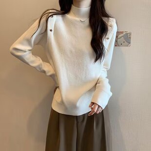 秋冬韩版气质半高领爱心百搭修身针织衫打底内搭长袖早秋chic上衣