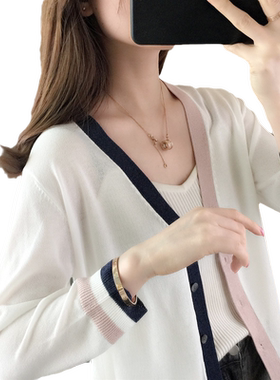 春季冰丝女士外搭薄款针织开衫