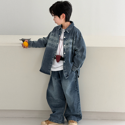 男童牛仔套装春秋款2026新款