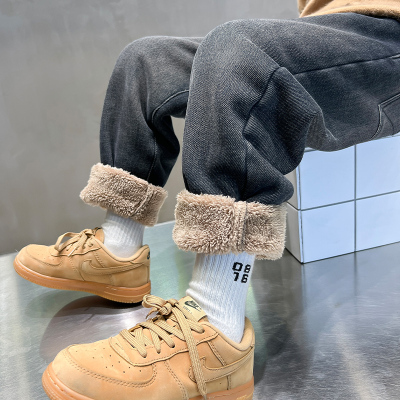 男童一体加绒裤子秋冬款2024新款