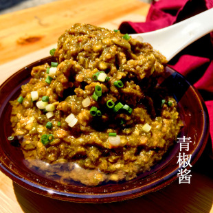 正宗秀山【青椒酱】青海椒辣椒酱小吃米豆腐调味料80g/袋装