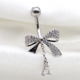 S925纯银蝴蝶结肚脐钉脐环纯银防过敏穿刺锆石性感欧美肚环饰品