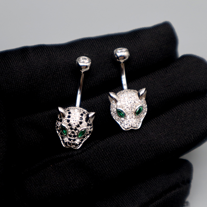 925纯银豹子肚脐钉防过敏