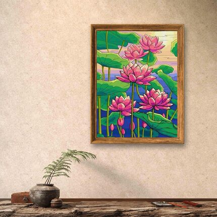 中式荷花十字绣装饰画满绣新款客厅卧室植物花卉手工挂画清新壁画