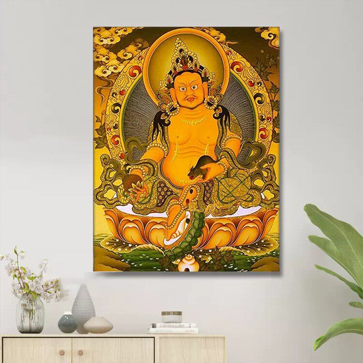 热销唐卡钻石画满钻新款客厅手工点钻十字绣钻石绣黄财神DIY挂画