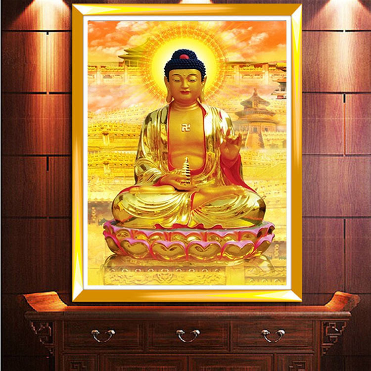 热销客厅贴钻钻石画金身如来佛像人物手工贴画钻石绣十字绣佛堂,居家布艺,钻石绣,淘宝优惠券,粉丝福利购,淘宝优惠卷