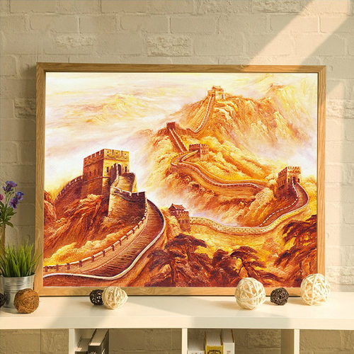 靠山图钻石画万里长城招财钻石画