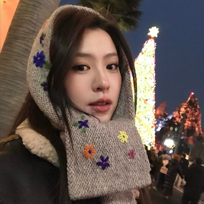 复古手工编织围巾女冬季氛围感