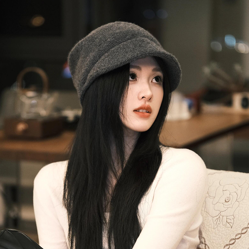 2025新款含羊毛冷帽子女毛绒针织