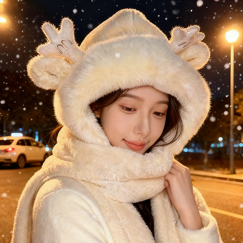 东北哈尔滨防寒毛绒帽子围巾手套