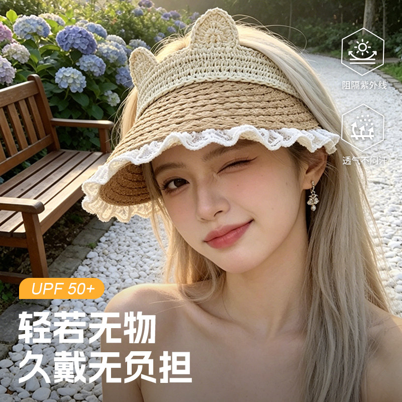 夏季空顶大檐防紫外线女士防晒帽图片