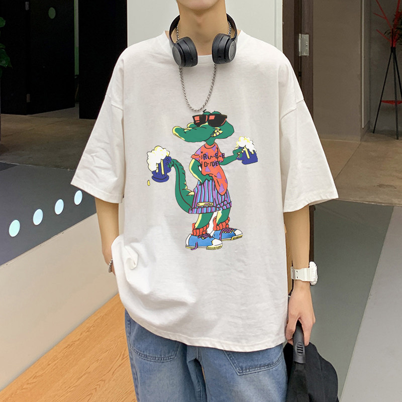 网红个性潮流学生五分袖卡通t恤