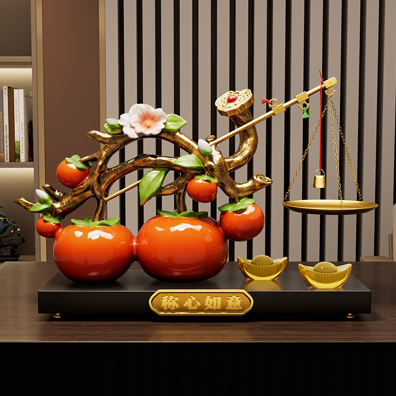 柿柿称心如意柿子摆件乔迁礼物