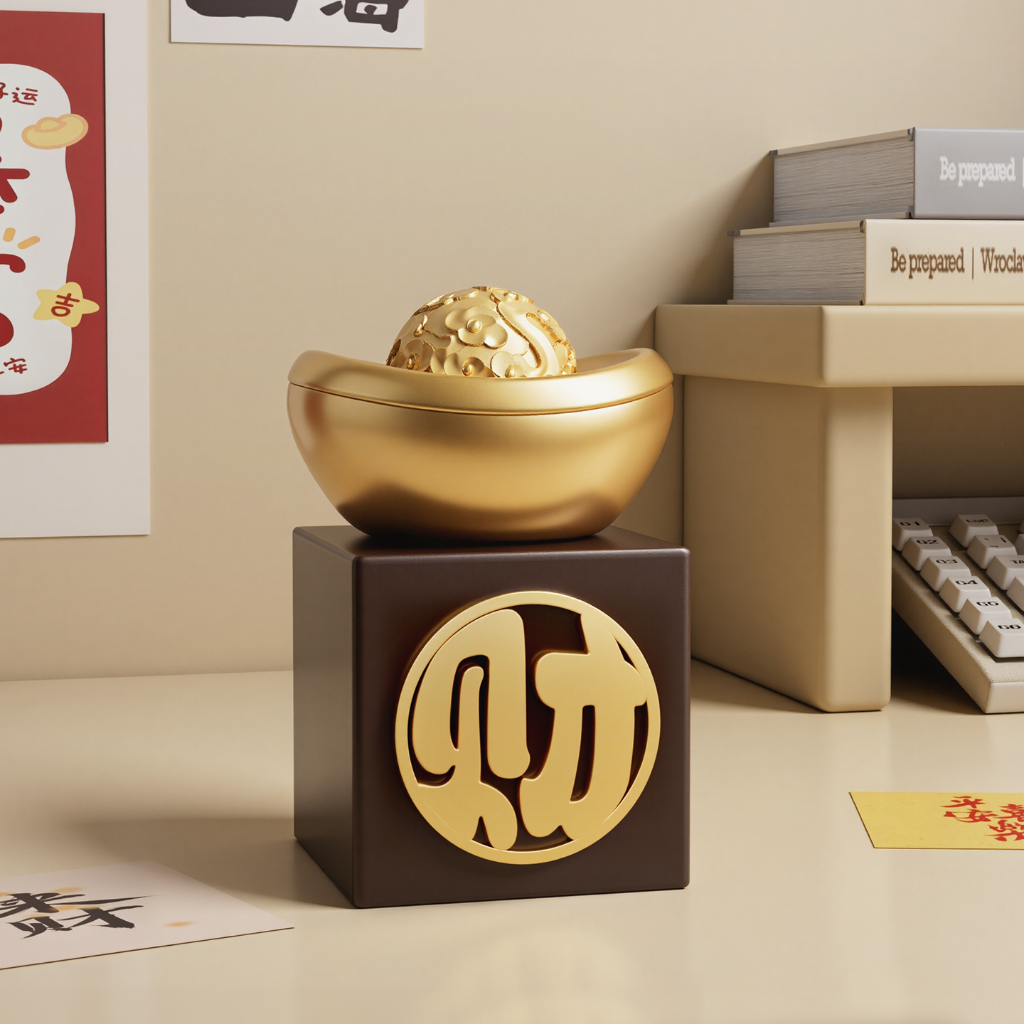 金元宝桌面摆件工位情绪治愈神器