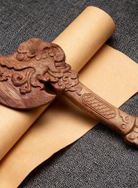 橡木浮雕祥云斧头儿童玩具模型一体成型整木兵器舞台表演道具安全