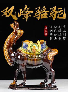 唐三彩骆驼 家居装饰品 旅游纪念品 奋力向前中式客厅办公摆设