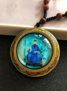 文昌帝君吊坠挂件民族风项链可打开装东西的男女饰品复古毛衣链