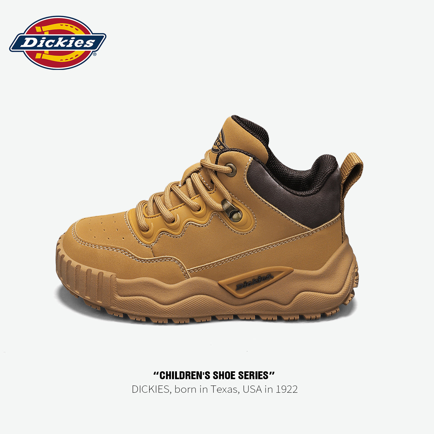 Dickies童鞋2026春秋新款户外徒步鞋高帮运动鞋男女登山靴大黄靴图片