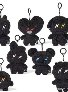 新款 Fragment x BT21闪电暗黑藤原浩联名防弹少年团玩偶挂件