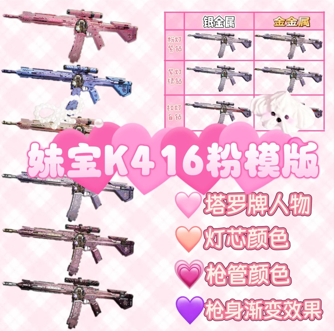 三角洲代抢代拍枪皮K416粉模版 棱镜m7气象感应腾龙枪皮炼金材料