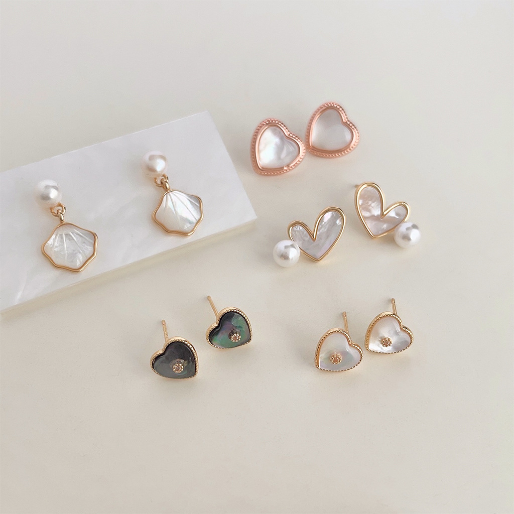 贝壳耳钉时尚温柔气质