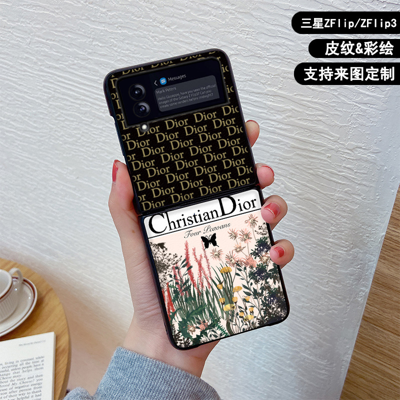 适用三星galaxy zflip手机壳zflip3皮纹保护套5g折叠f7070/f720f