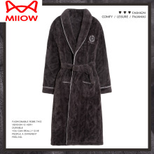 猫人睡袍男士睡衣冬季三层加厚加绒长款珊瑚绒夹棉浴袍冬保暖