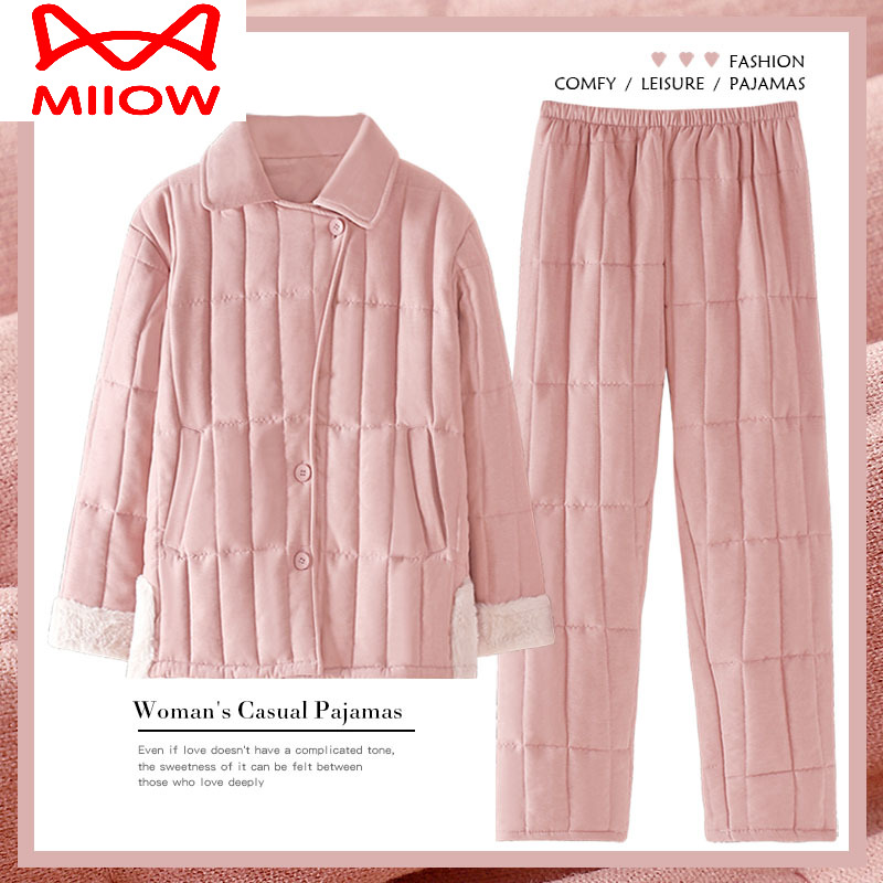 冬季加厚法兰绒家居服猫人女