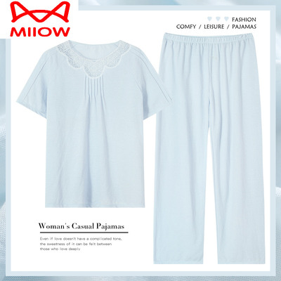 夏季家居服莫代尔睡衣猫人女